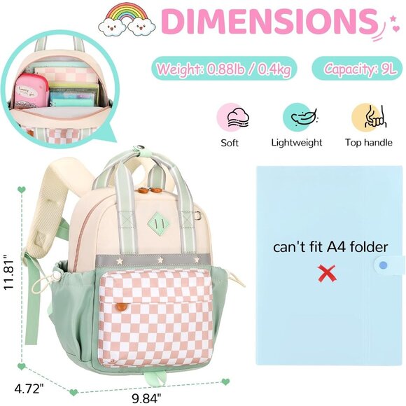 Toddler Backpack for Girls Boys Mini Diaper Bag for Preschool Travel - Picture 3 of 8